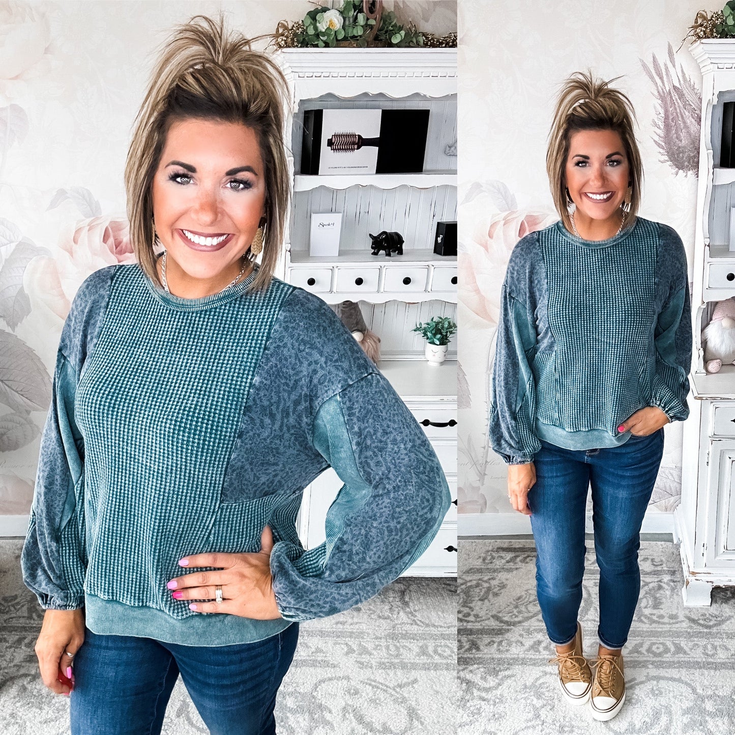 Don't Let Me Down Pullover - Teal