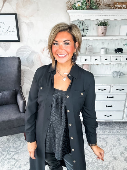 From the Top Button Down Dress - Black