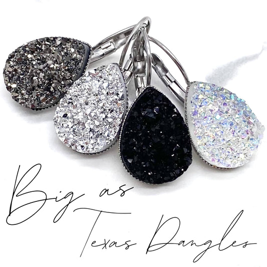 Big As Texas Teardrop Dangle Earrings - Silver