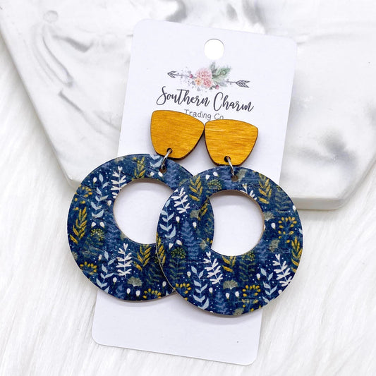 Mustard Wood & Midnight Fern Double O Dangle Corkies
