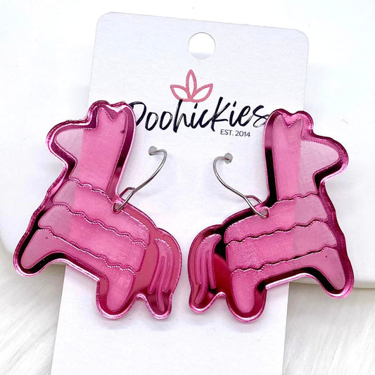 1.5" Fuchsia Pinata Acrylic Earrings