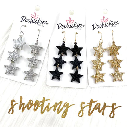2.75" Shooting Star Drops Earrings - Black