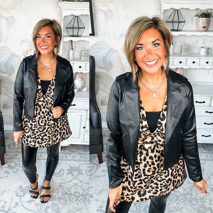 Free to Go Vegan Leather Biker Jacket