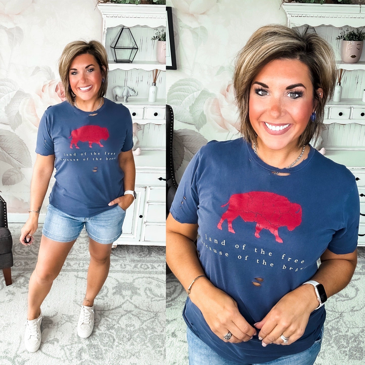 Brave Buffalo Distressed Graphic Tee