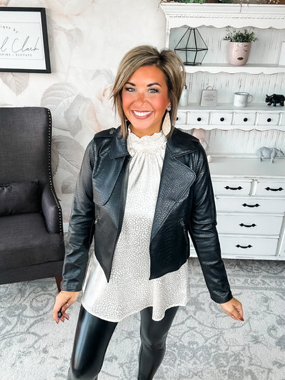 Free to Go Vegan Leather Biker Jacket