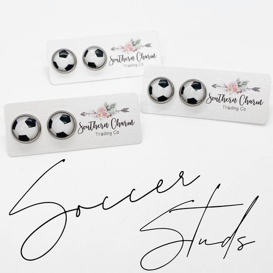 10mm Soccer Stud Earrings