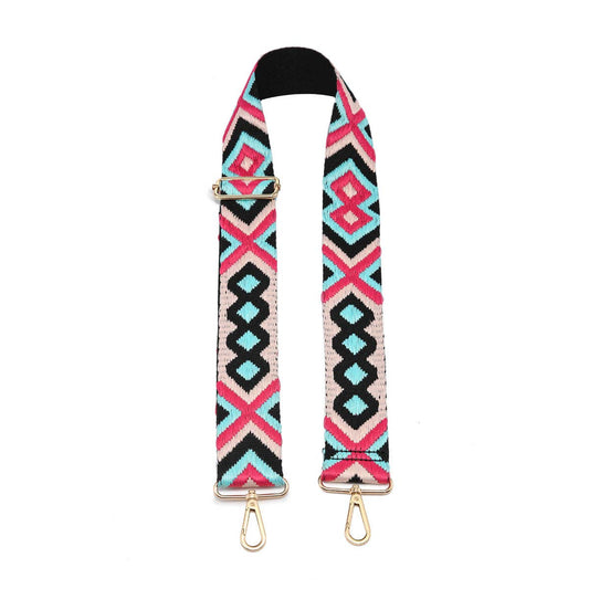 Crossbody Guitar Strap - Bohemian Mint & Fuchsia