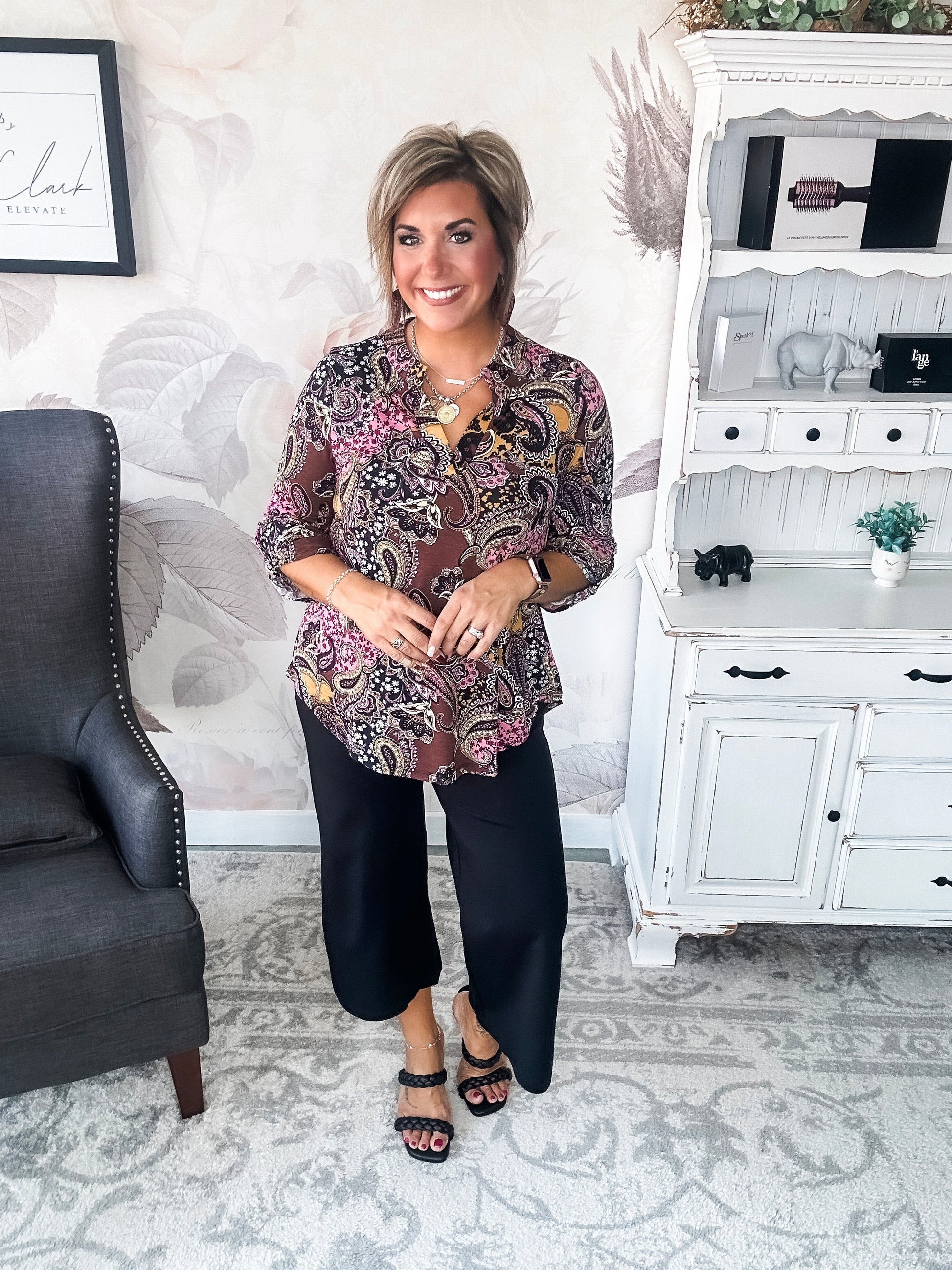 Figure It Out Top - Mauve Multi