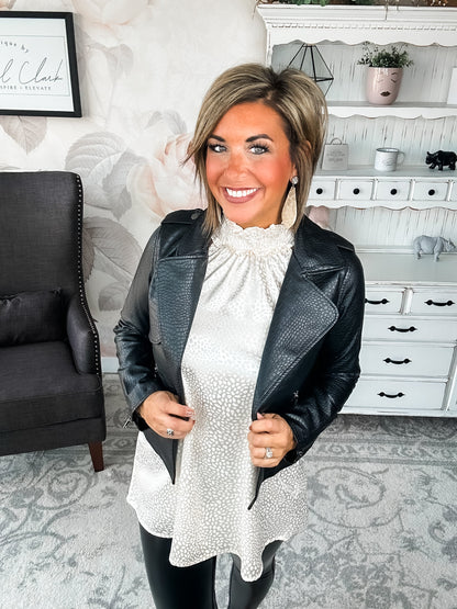 Free to Go Vegan Leather Biker Jacket