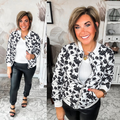 Ampersand Avenue Bomber Jacket - Floral Symphony