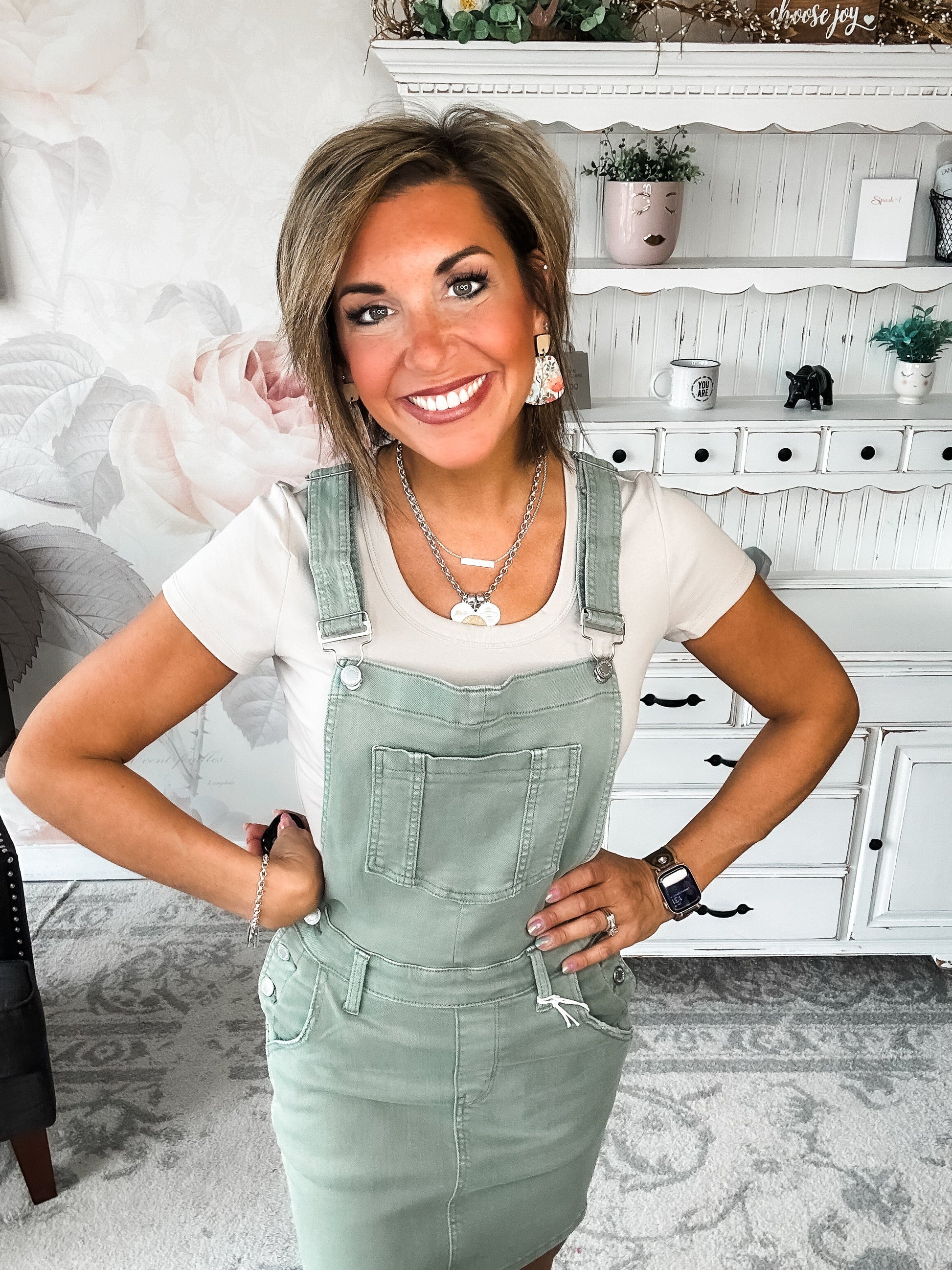 Judy Blue Garment Dyed Overall Skirt - Sage