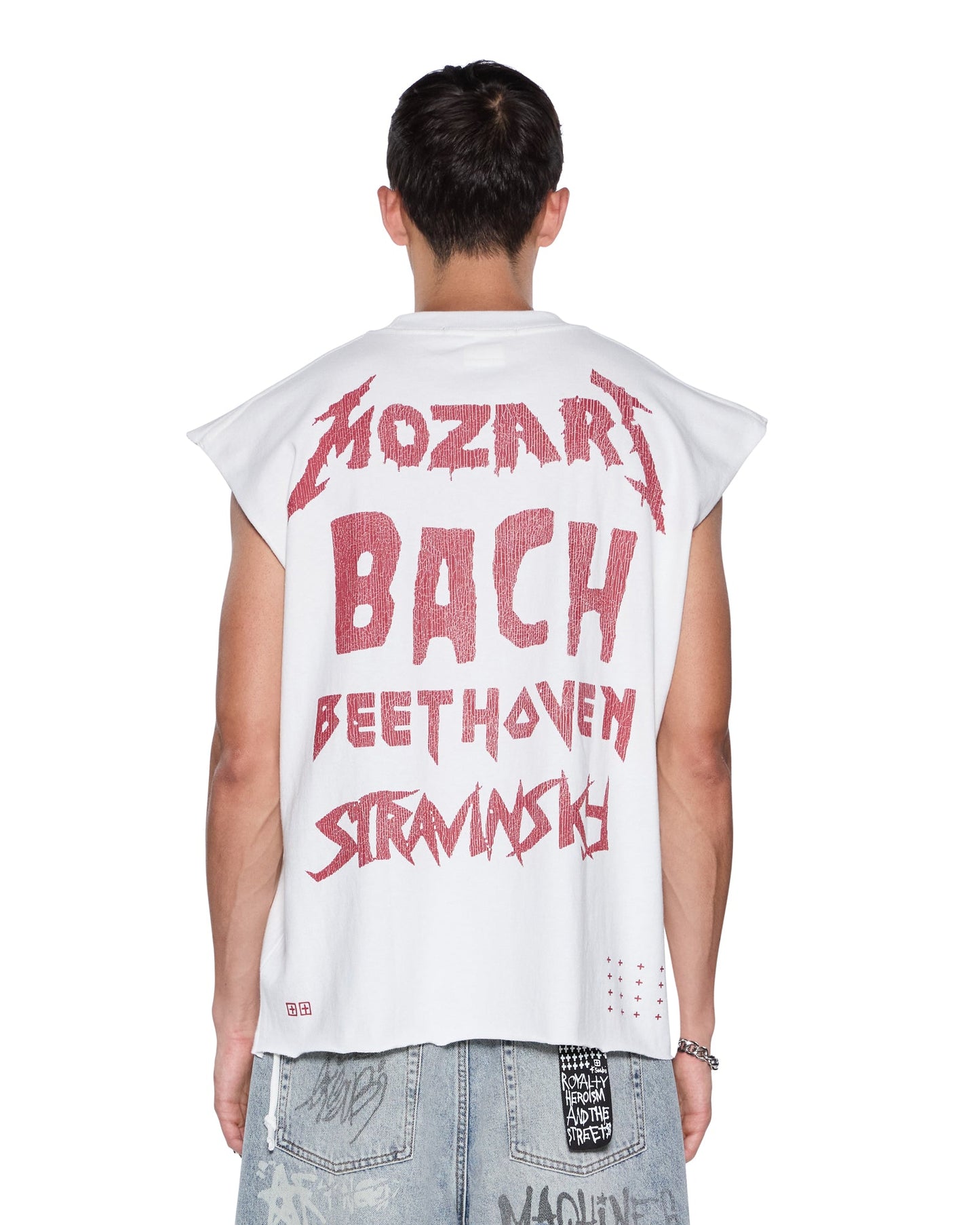 LINE UP EKCESS CUT OFF TEE WHITE/RED
