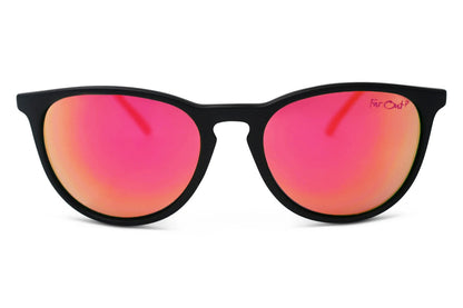 FarOut Sunglasses - Black Polarized Rounders Pink Lens