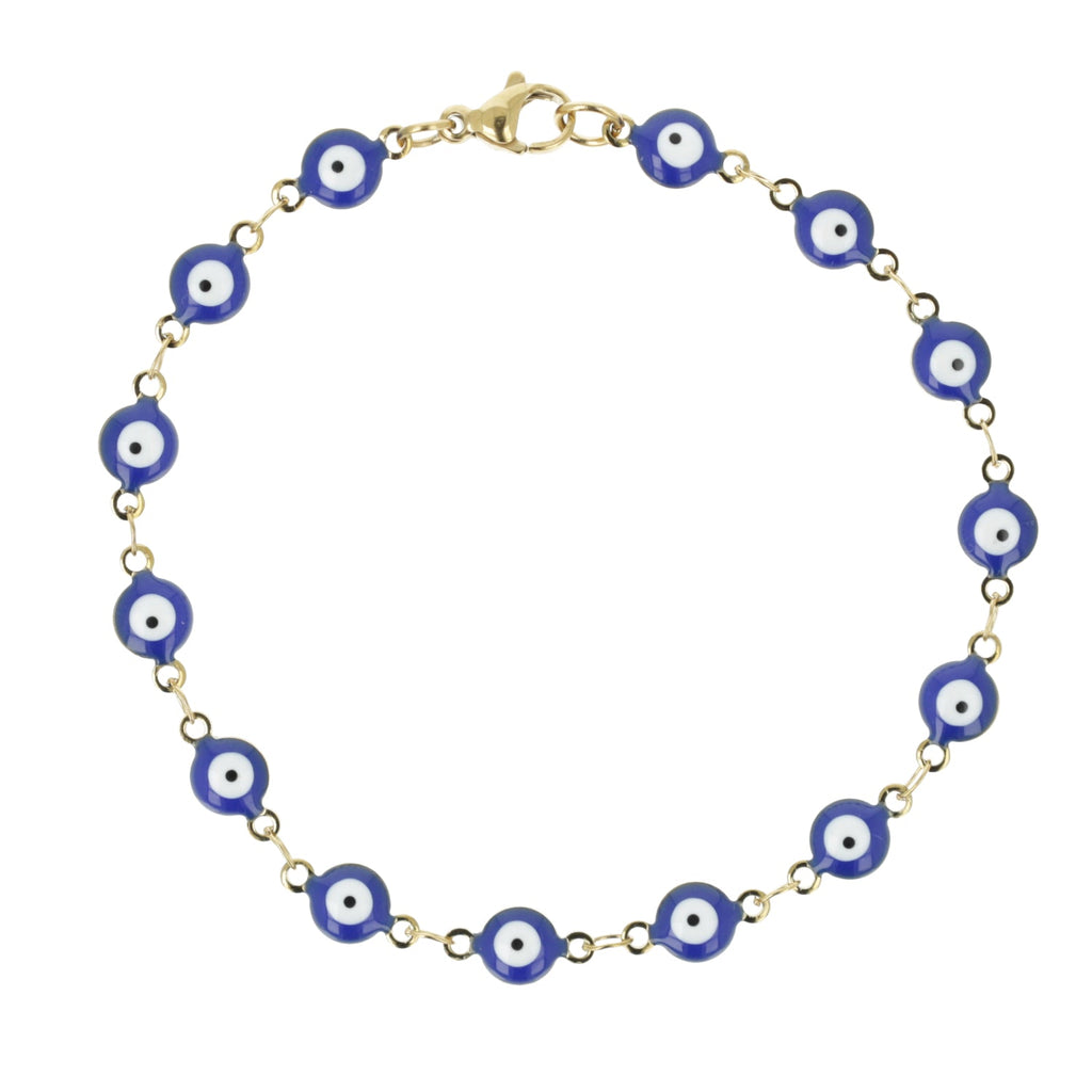 Evil Eye Bracelet In Navy Blue (Gold Plated)