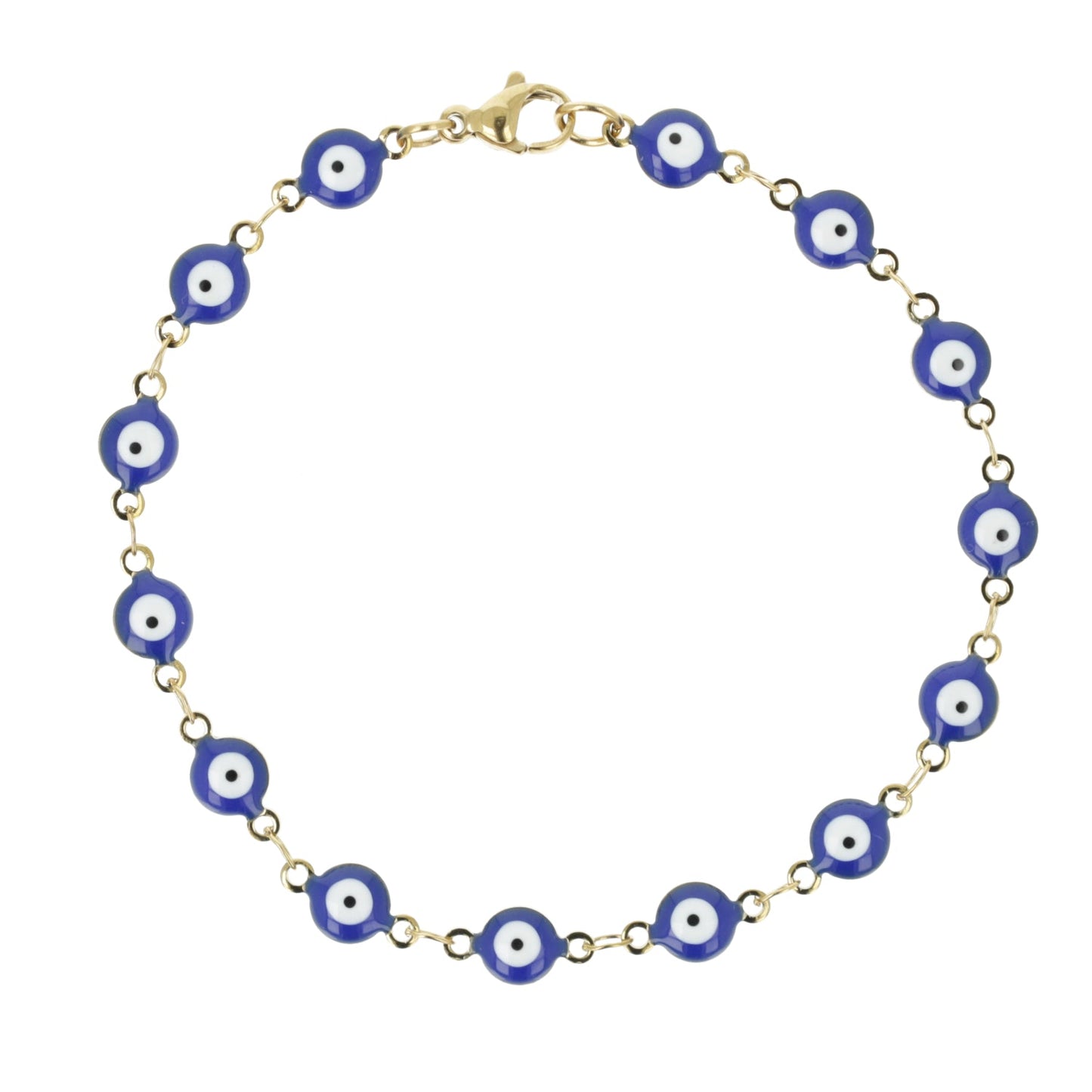 Evil Eye Bracelet In Navy Blue (Gold Plated)