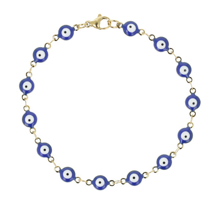 Evil Eye Bracelet In Navy Blue (Gold Plated)