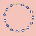 Evil Eye Bracelet In Navy Blue (Gold Plated)