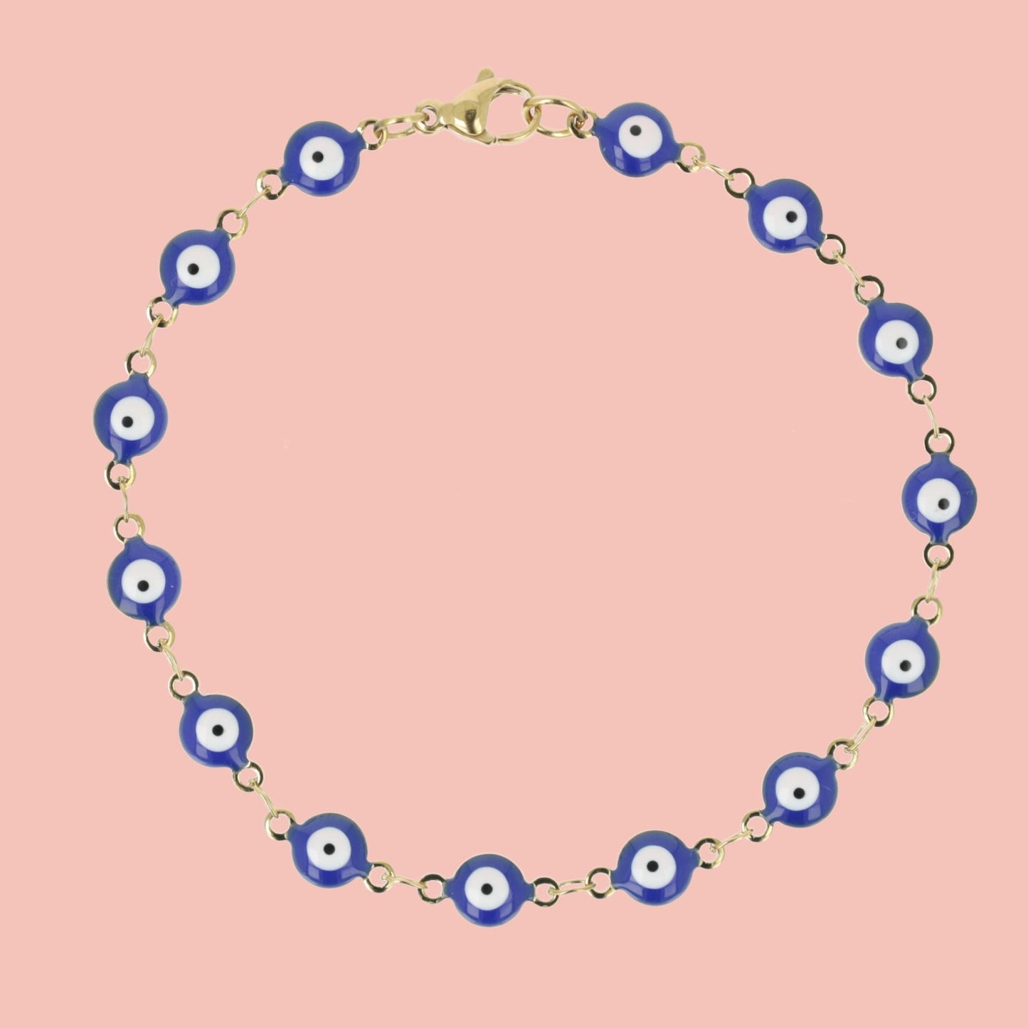 Evil Eye Bracelet In Navy Blue (Gold Plated)