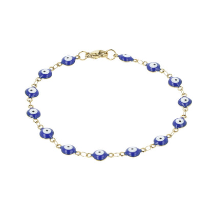Evil Eye Bracelet In Navy Blue (Gold Plated)