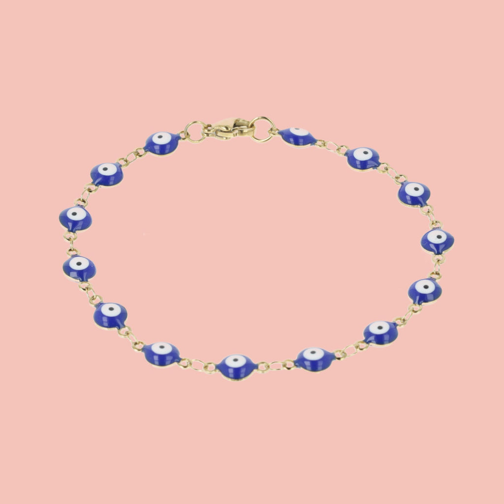 Evil Eye Bracelet In Navy Blue (Gold Plated)