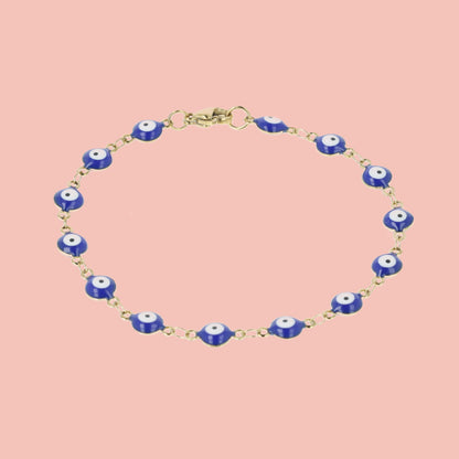 Evil Eye Bracelet In Navy Blue (Gold Plated)