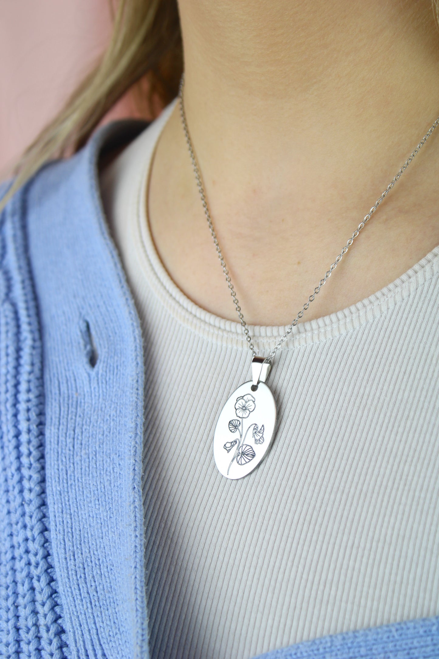 February Birth Flower Necklace - Violet