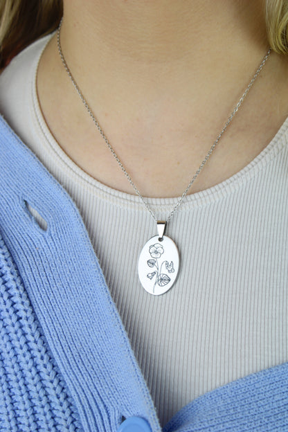 February Birth Flower Necklace - Violet