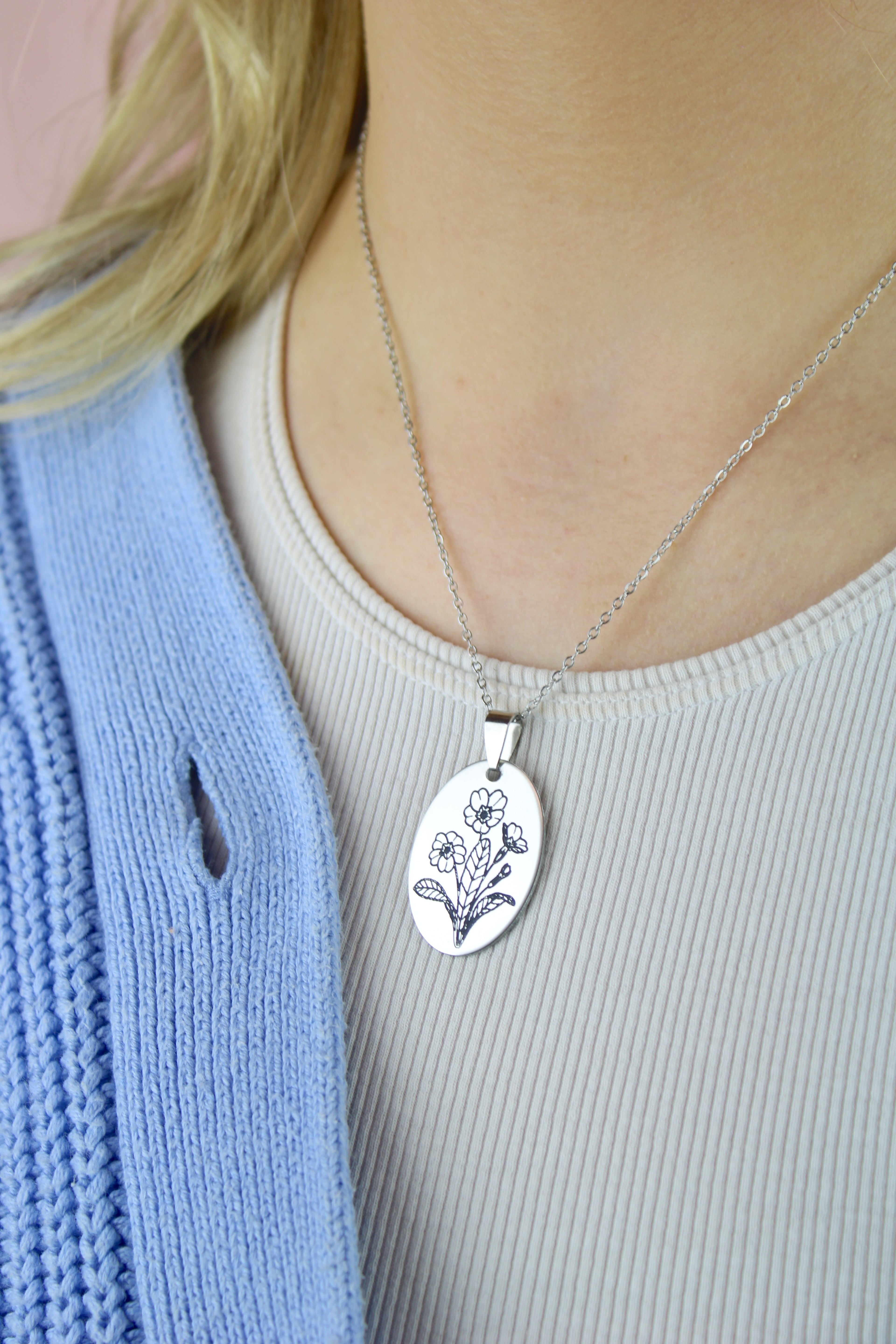 February Birth Flower Necklace - Primrose