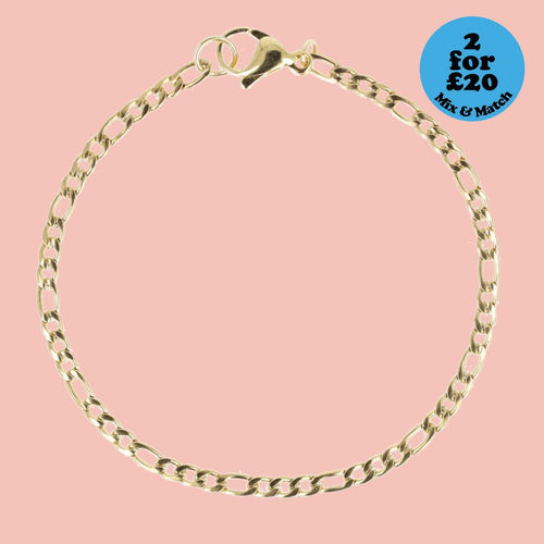 Figaro Chain Bracelet (Gold Plated)