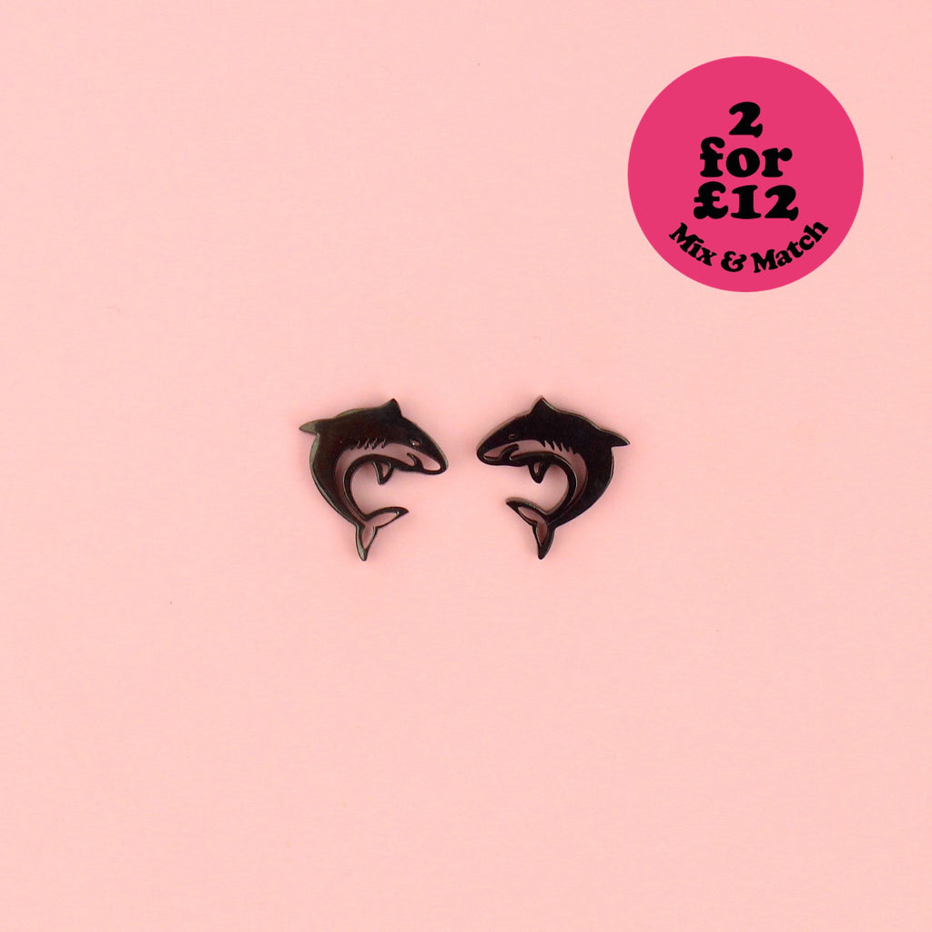 Fish Are Friends Stud Earrings (Black)