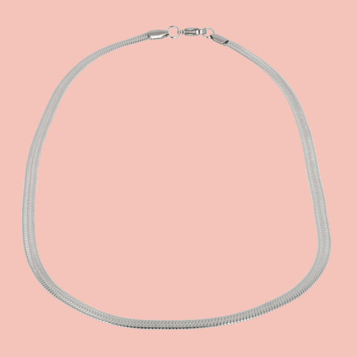 Flat Snake Chain Necklace (Stainless Steel)