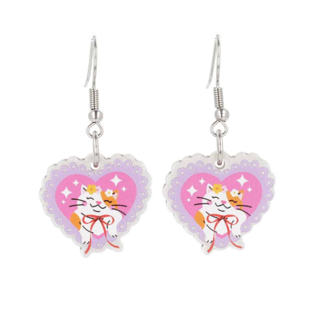 Flower Crown Cat Earrings