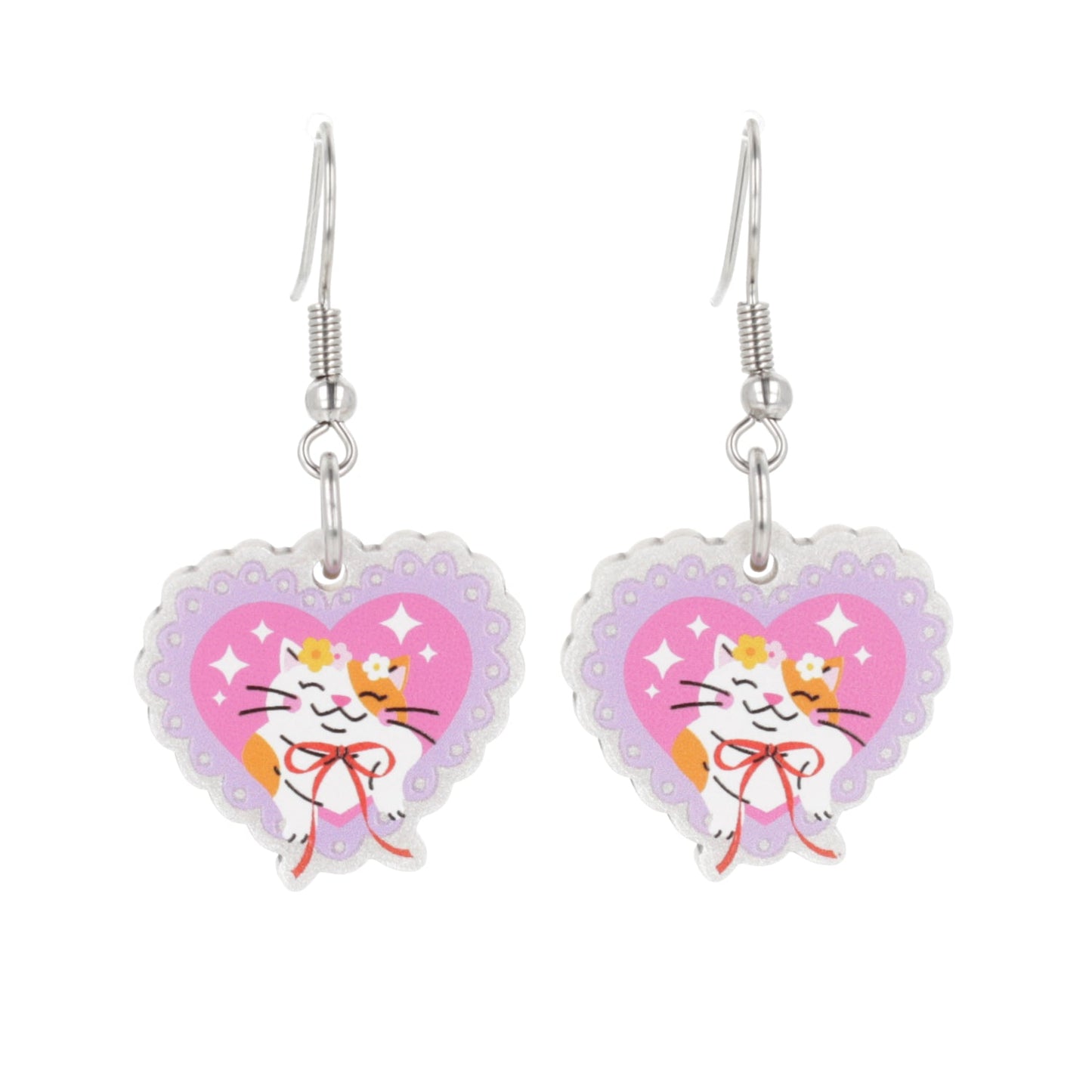 Flower Crown Cat Earrings