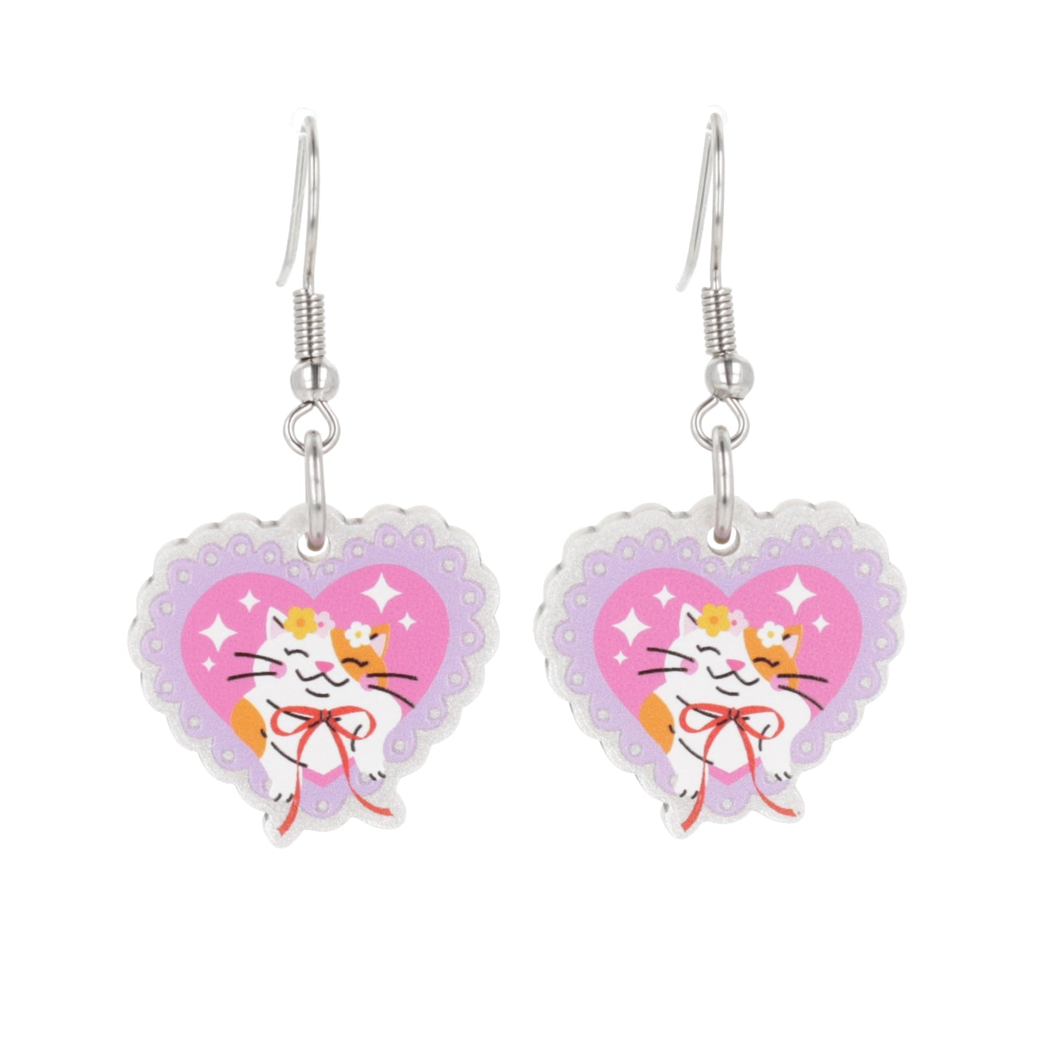Flower Crown Cat Earrings