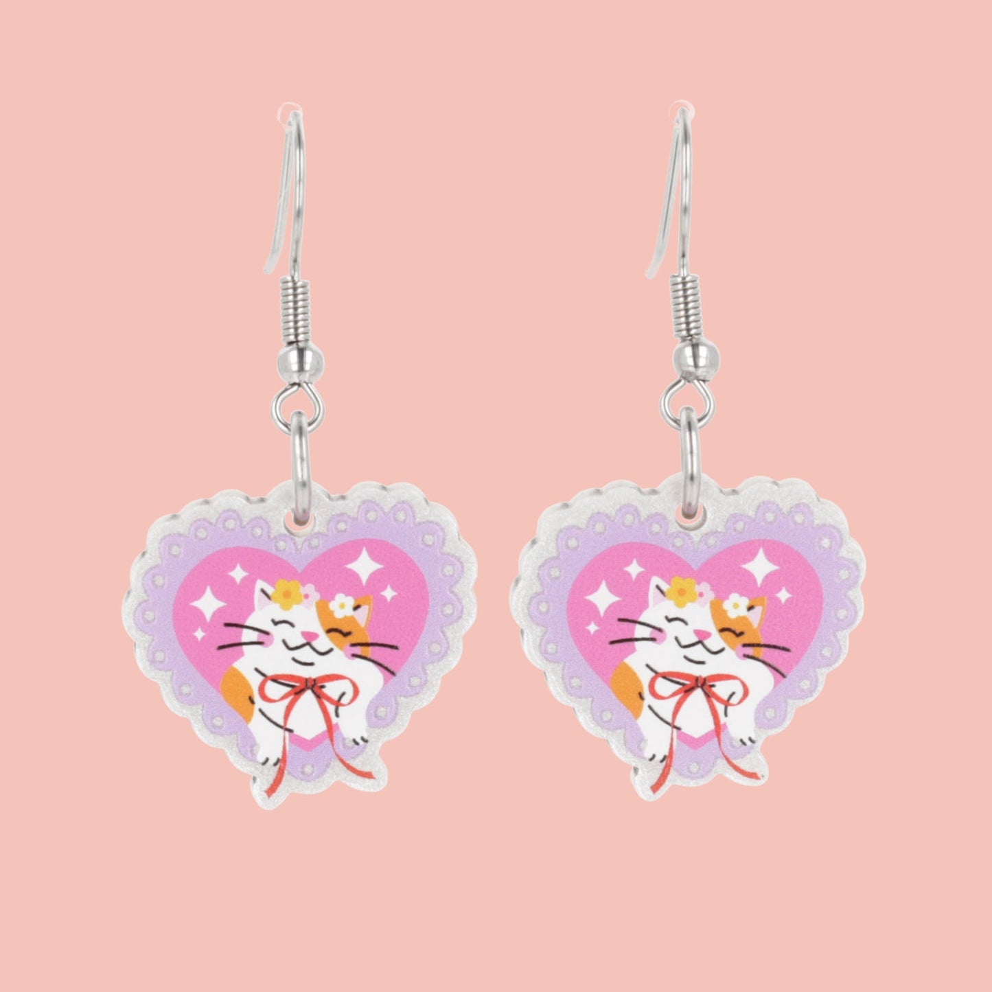 Flower Crown Cat Earrings