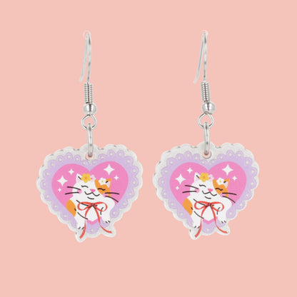 Flower Crown Cat Earrings