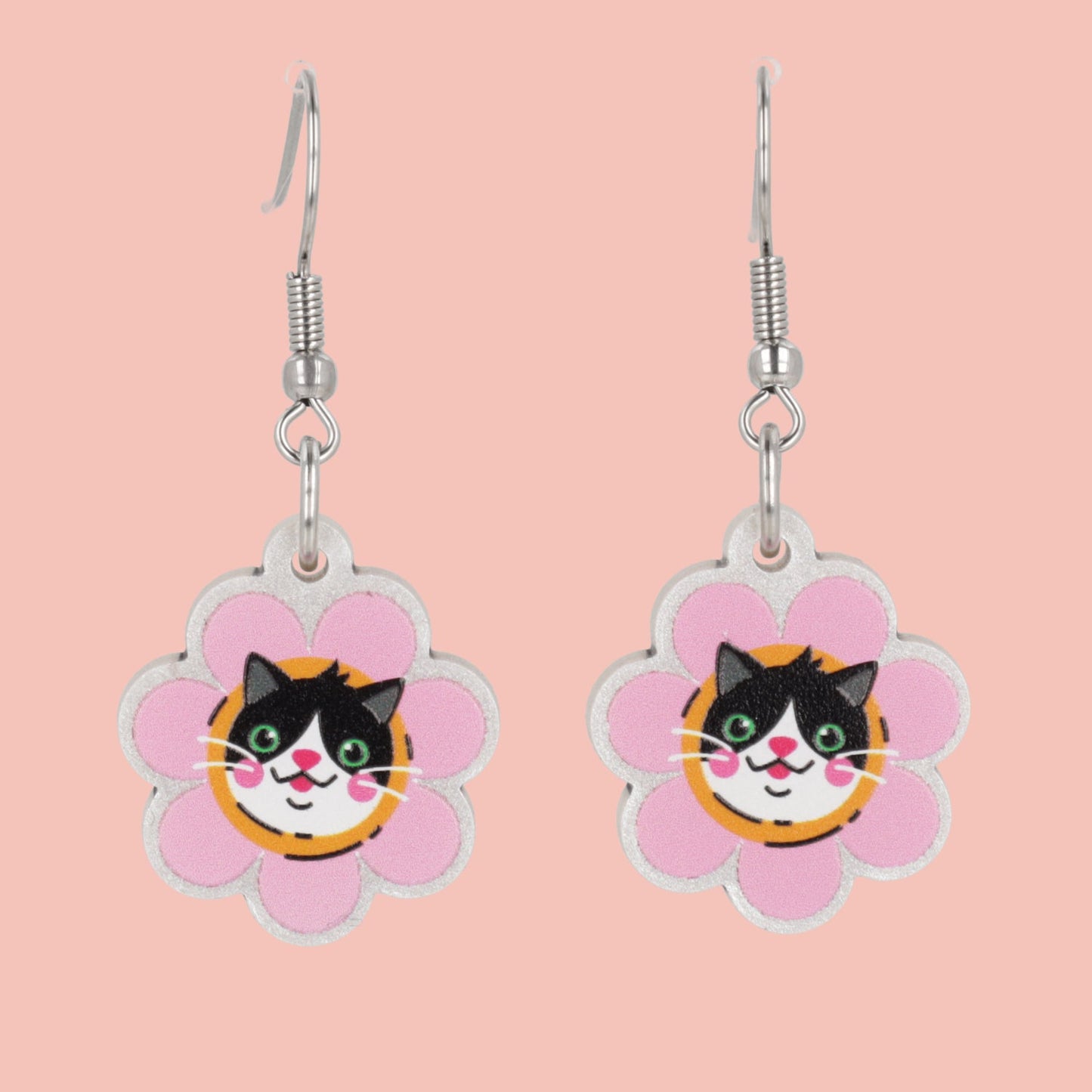 Flower Face Cat Earrings