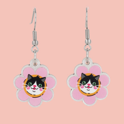 Flower Face Cat Earrings