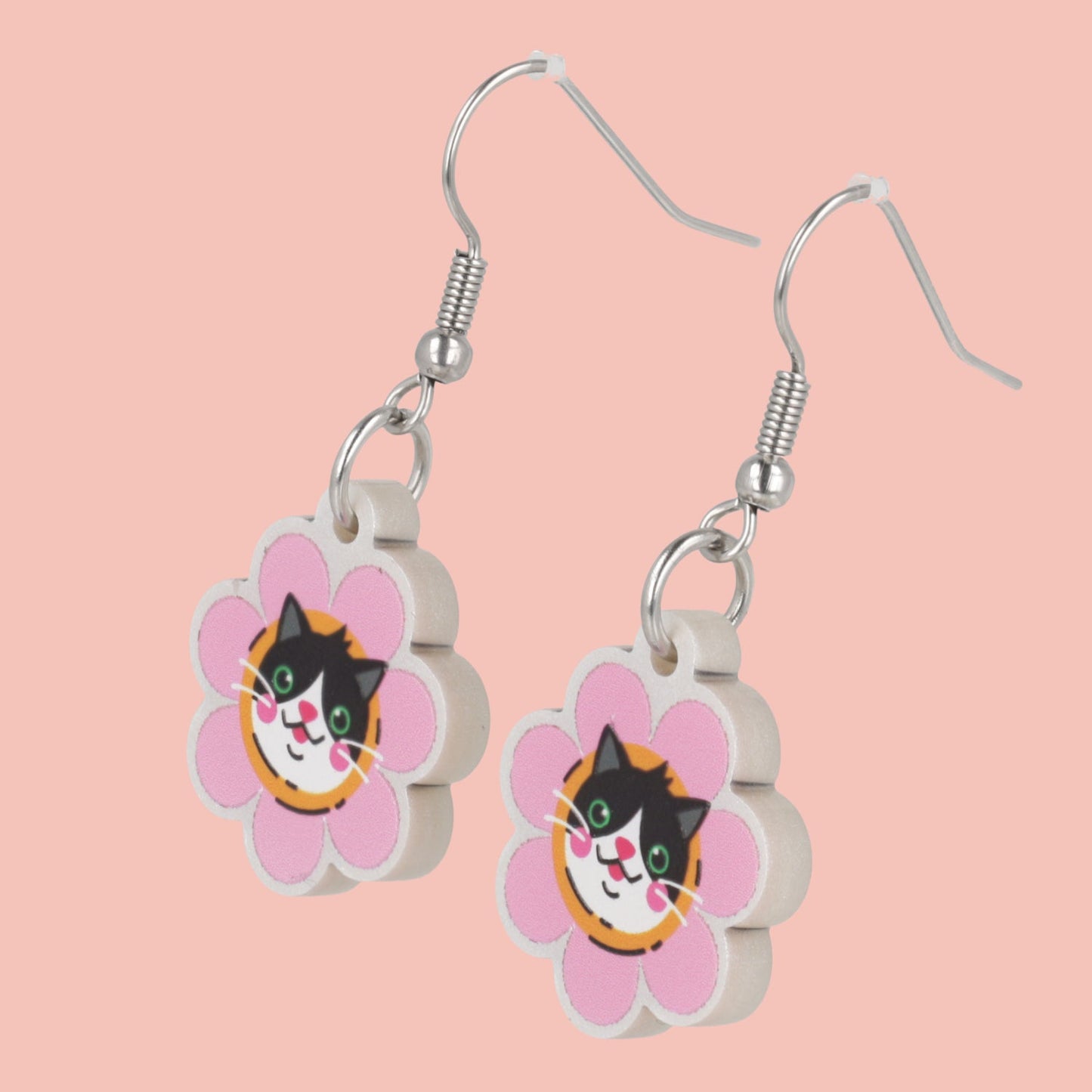 Flower Face Cat Earrings