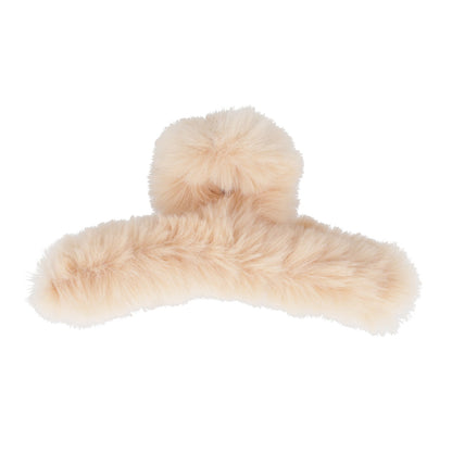 Fluffy Hair Clip - Beige