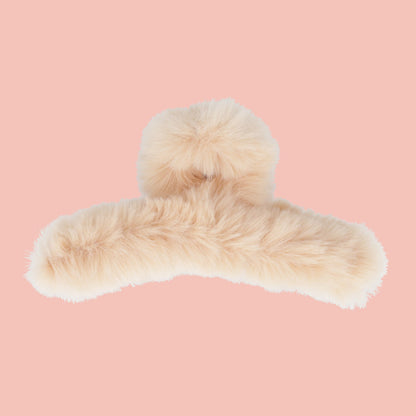 Fluffy Hair Clip - Beige