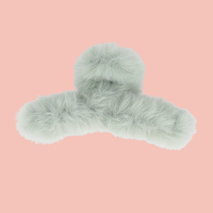 Fluffy Hair Clip - Green