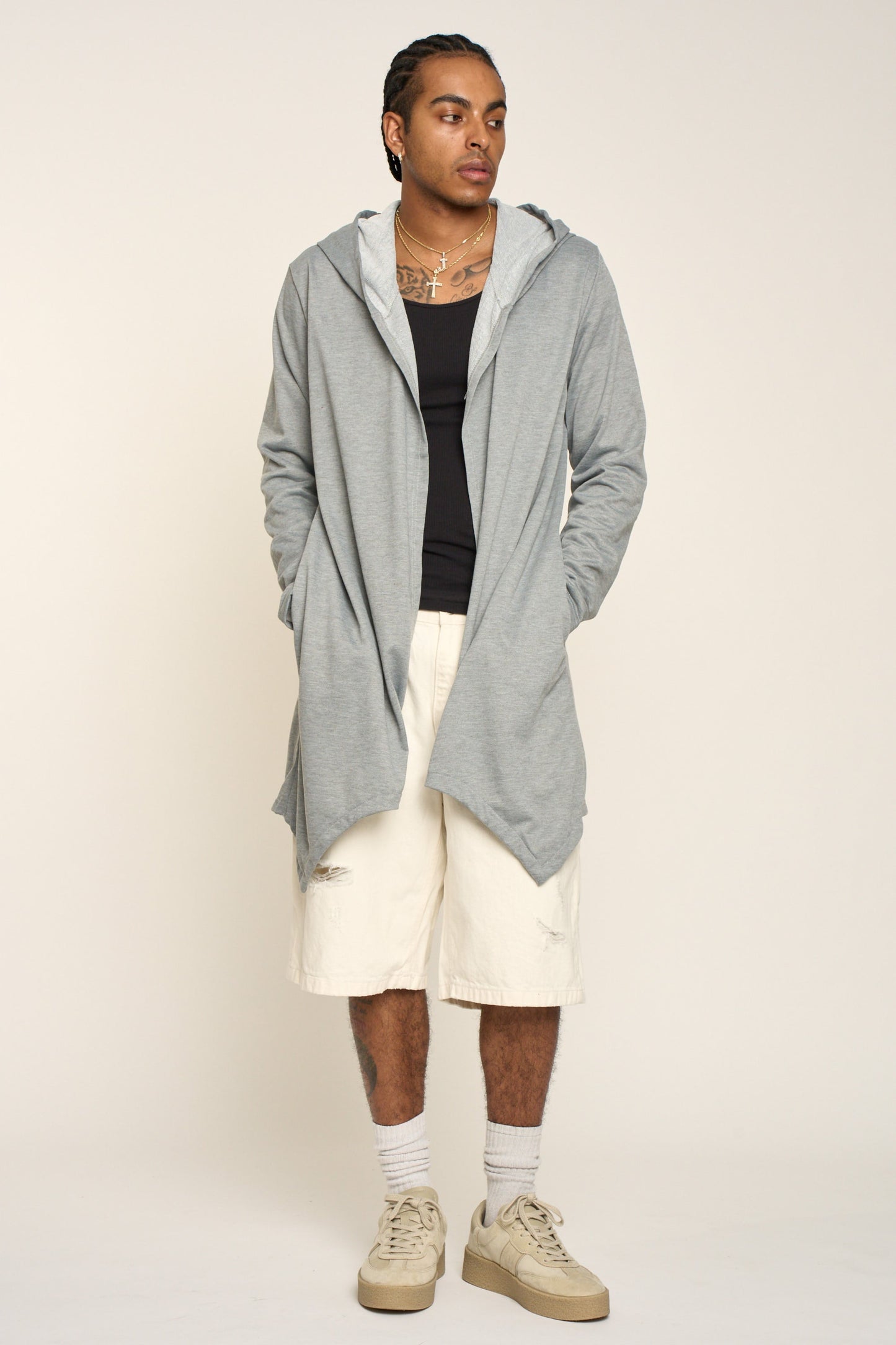 Long Length Drape Cape Cardigan Hoodie