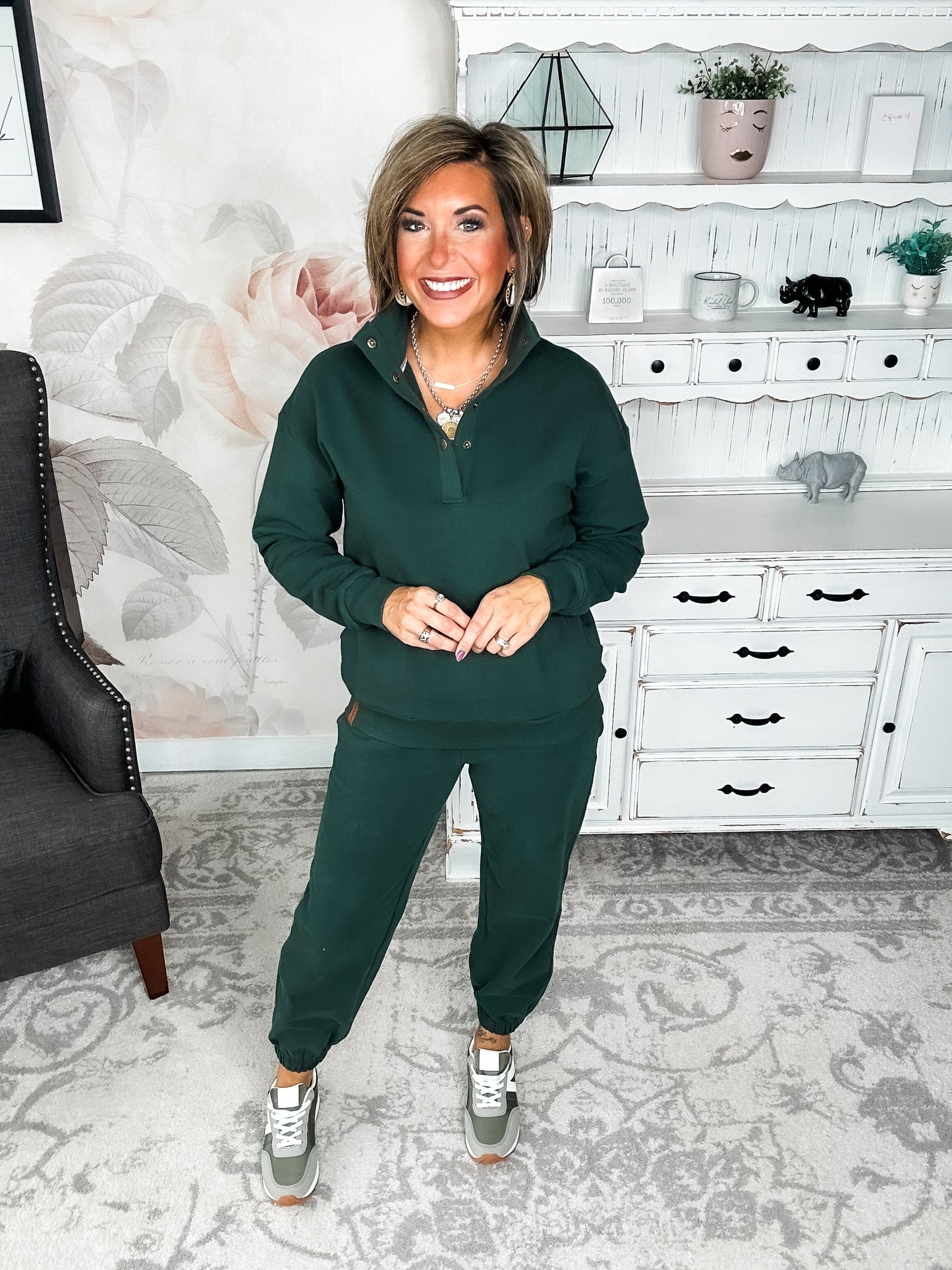 Ampersand Avenue Never Better Button Top - Forest Green