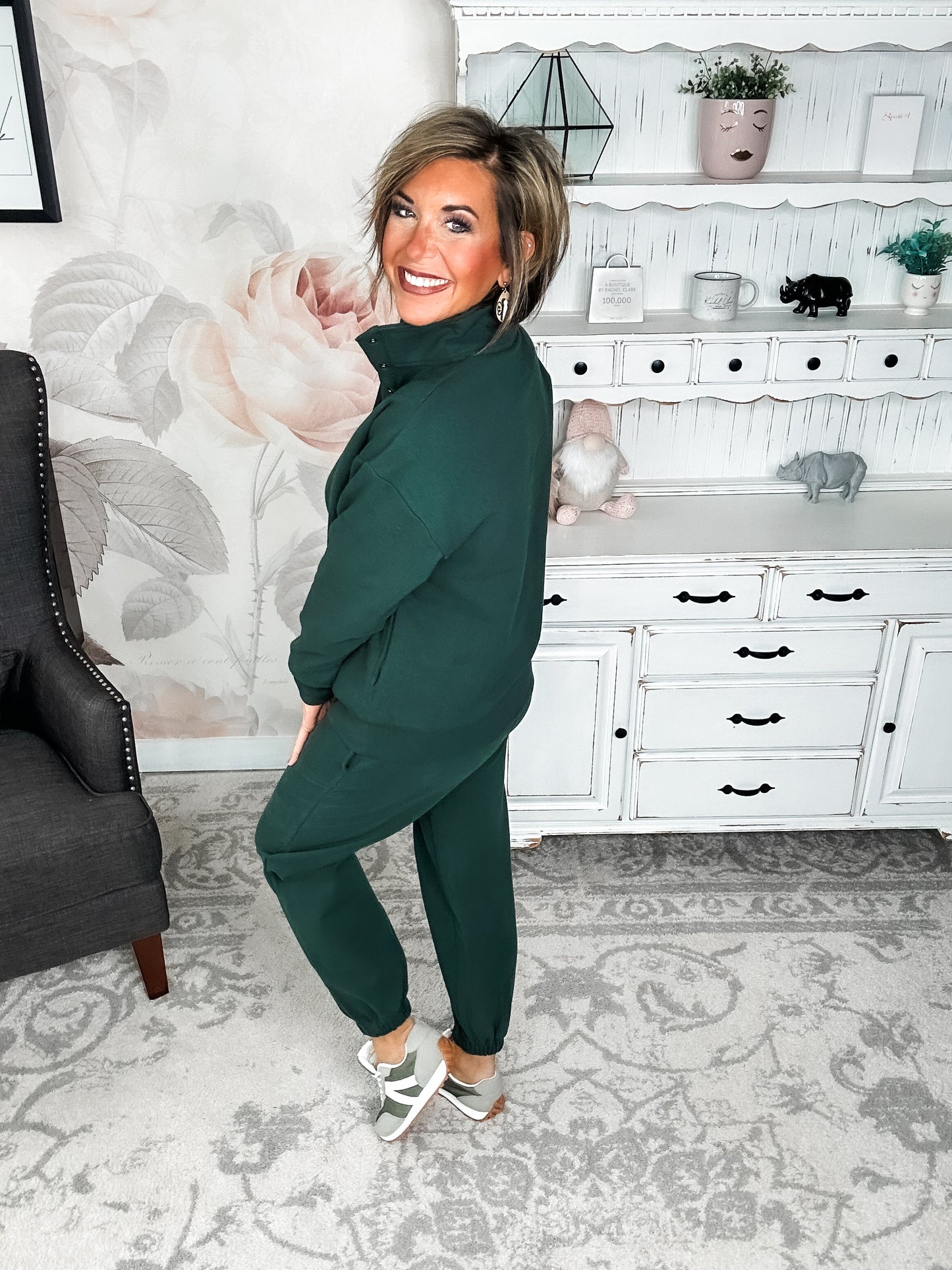 Ampersand Avenue Never Better Button Top - Forest Green