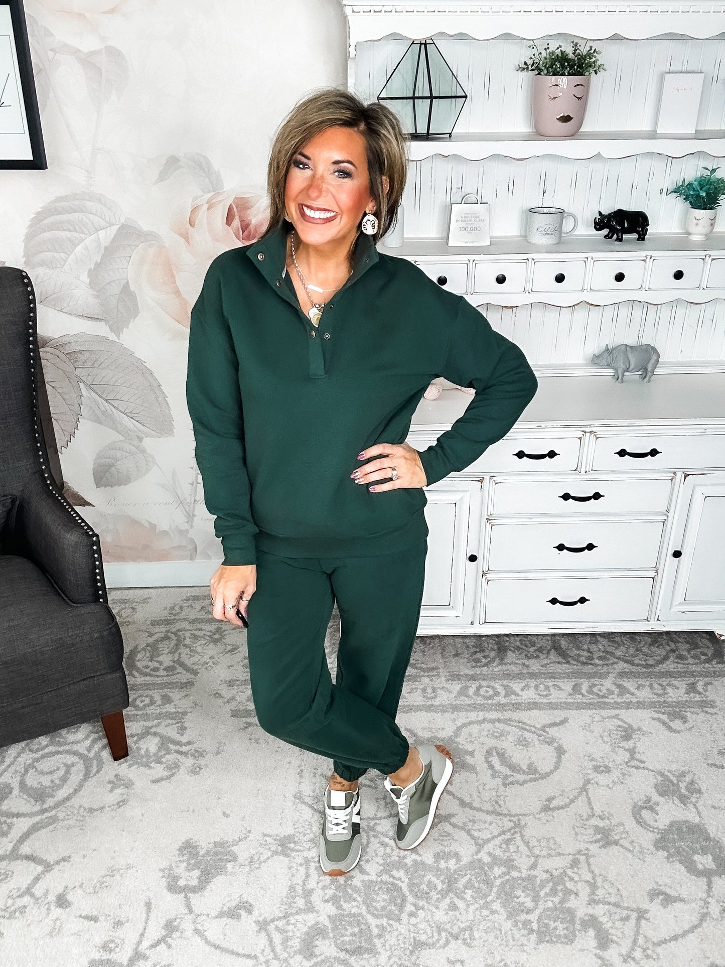 Ampersand Avenue Never Better Button Top - Forest Green