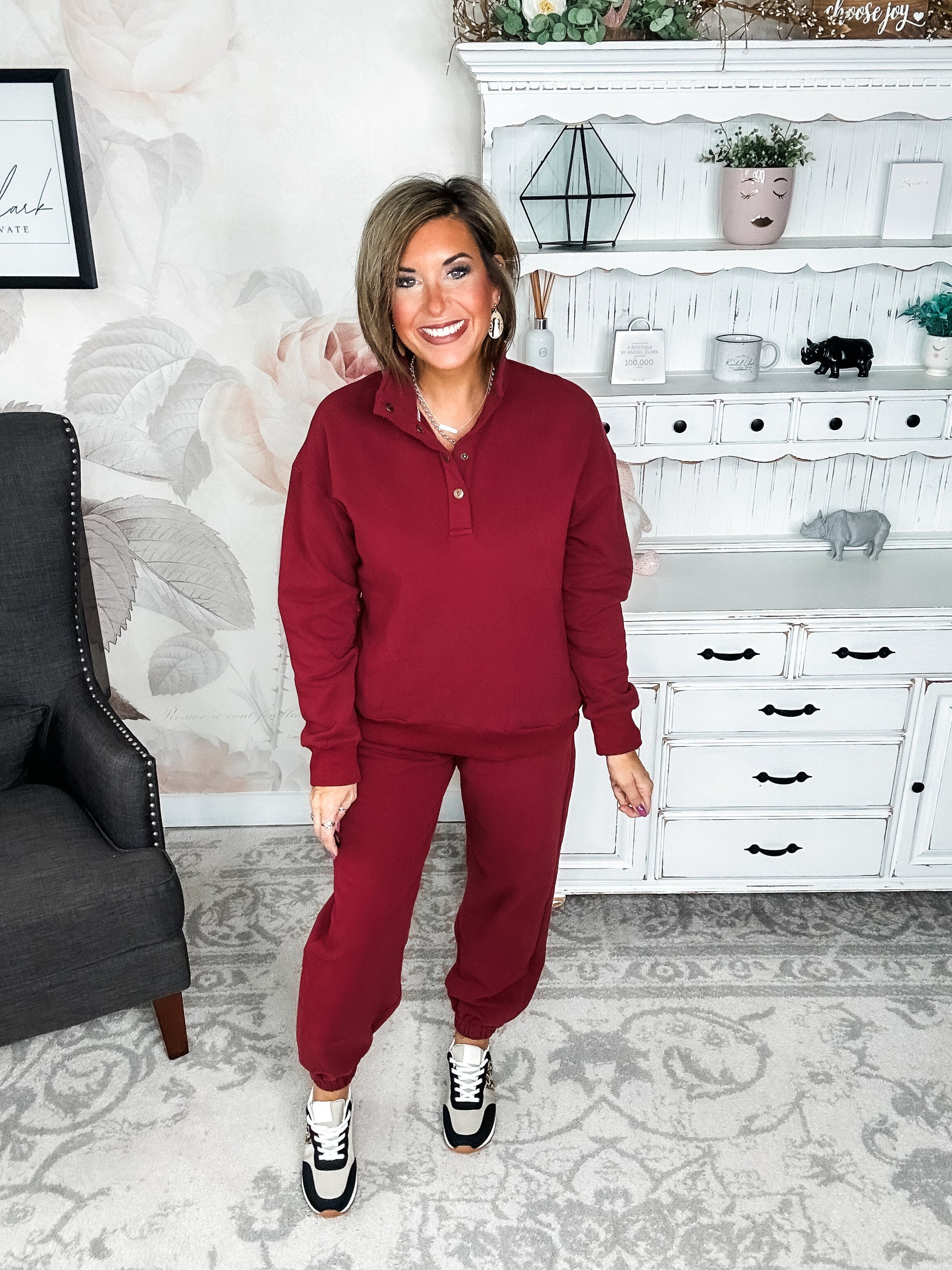 Ampersand Avenue Never Better Button Top - Wine