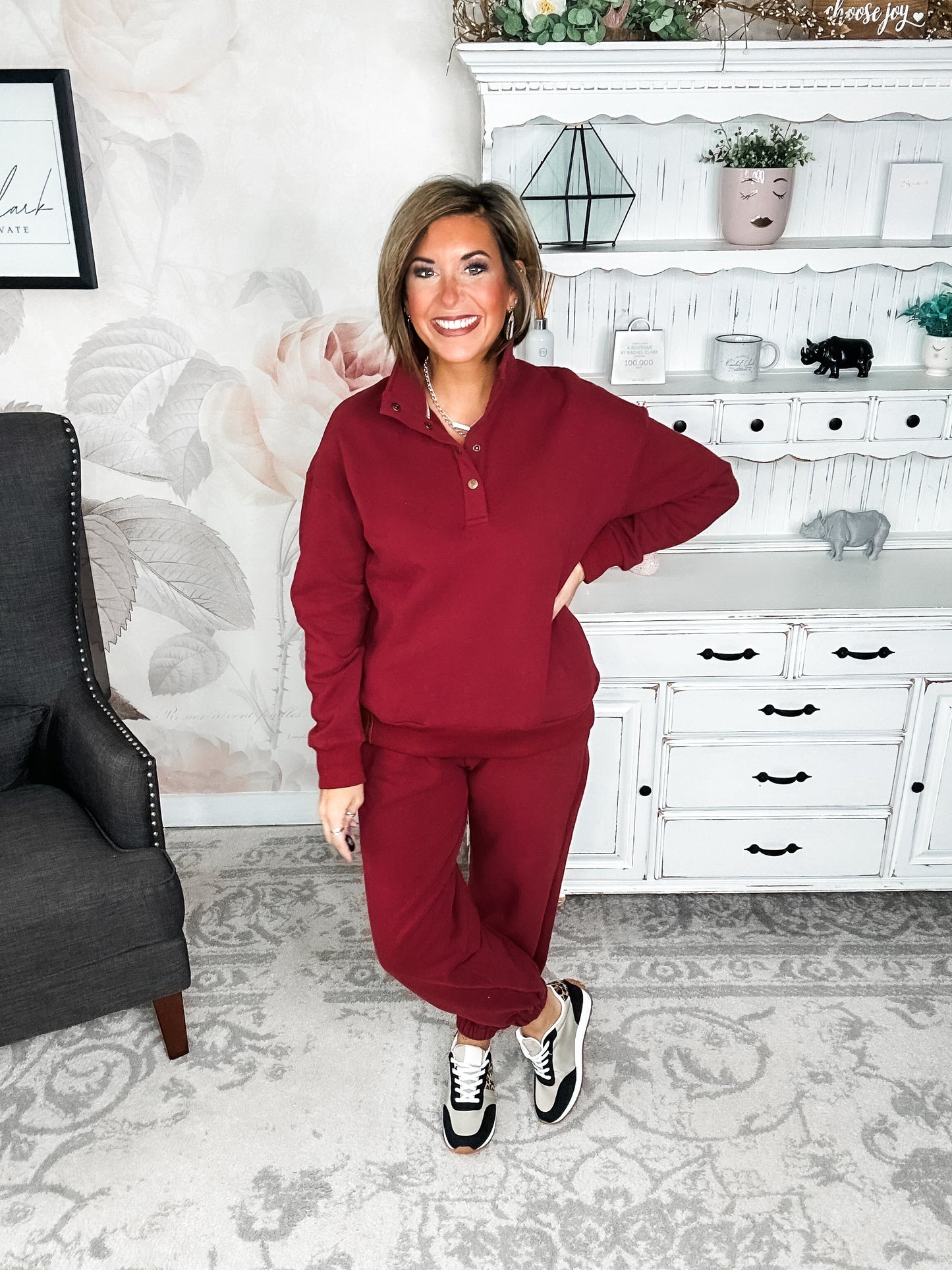 Ampersand Avenue Never Better Button Top - Wine