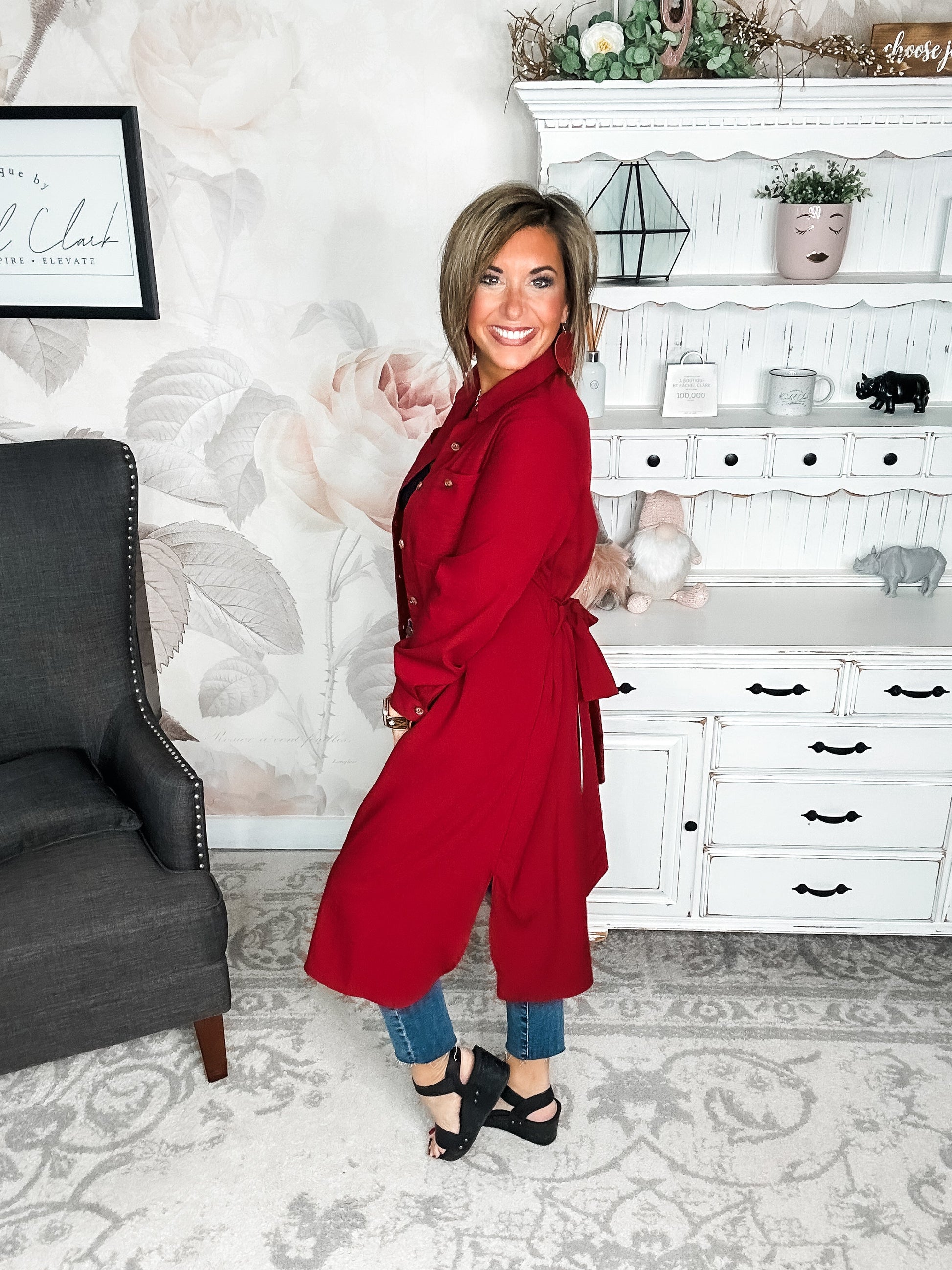 From the Top Button Down Dress - Red