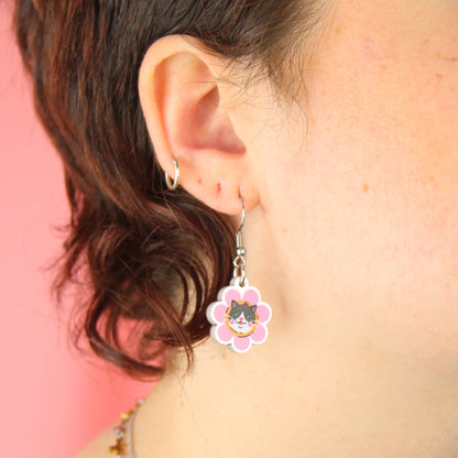 Flower Face Cat Earrings